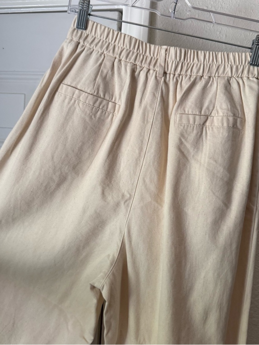 NWT BLAND QUARTER cream natural ivory elastic pull on wide leg barrel pants - Picture 5 of 7